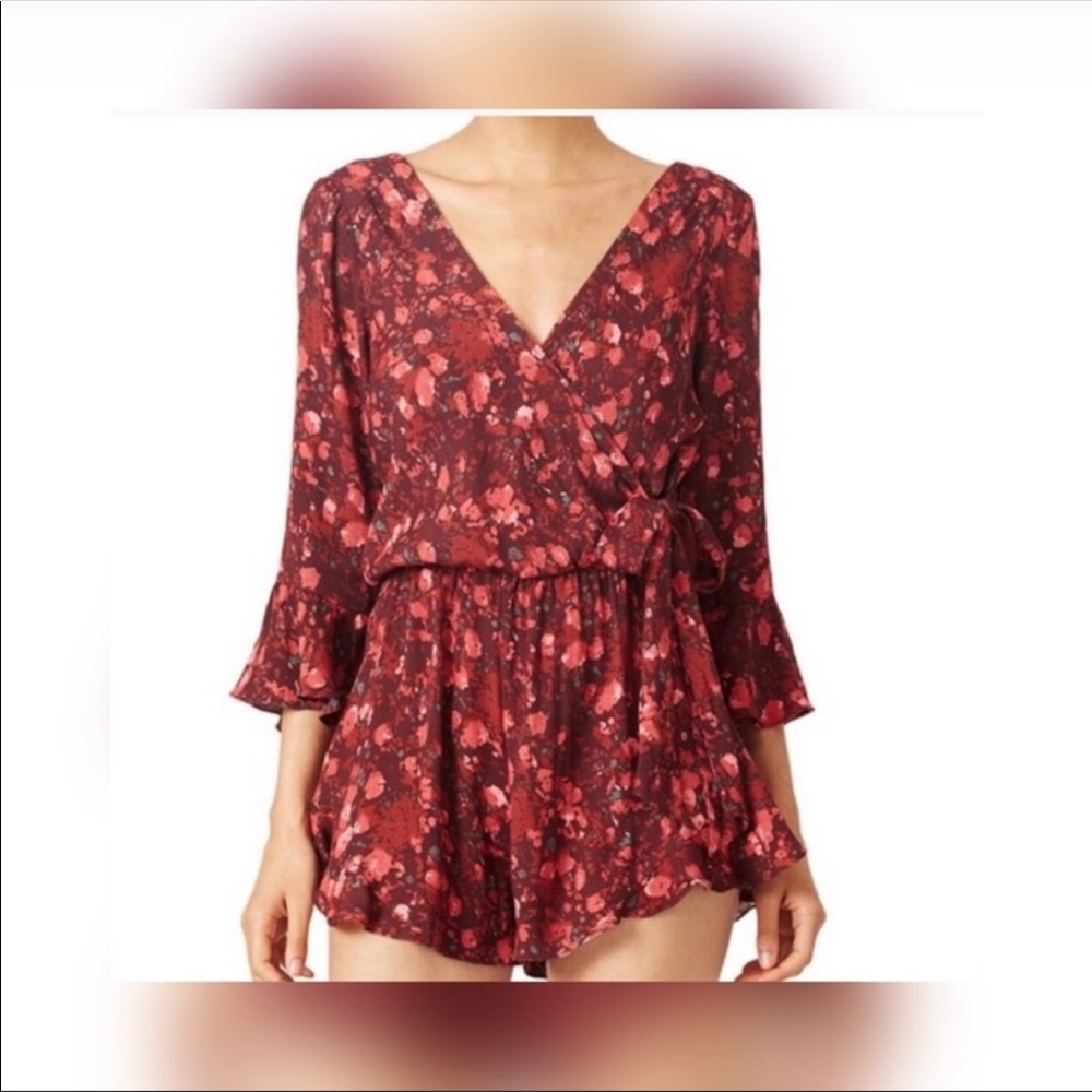 Free People All the Right Ruffles Romper Red